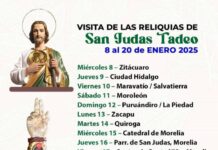 Las reliquias de San Judas Tadeo, estarán de visita en Morelia, este miércoles 15 de enero en la Catedral y el jueves 16 en la Parroquia de San Judas.