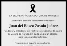 Lamenta SeCultura Morelia fallecimiento del tenor Juan del Bosco
