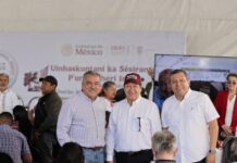 Morón, Godoy y Barragán junto a Sheinbaum en la presentación del Plan de Justicia para el pueblo P’urhépecha